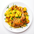 Печено пилешко бутче с картофи соте, 350 гр.