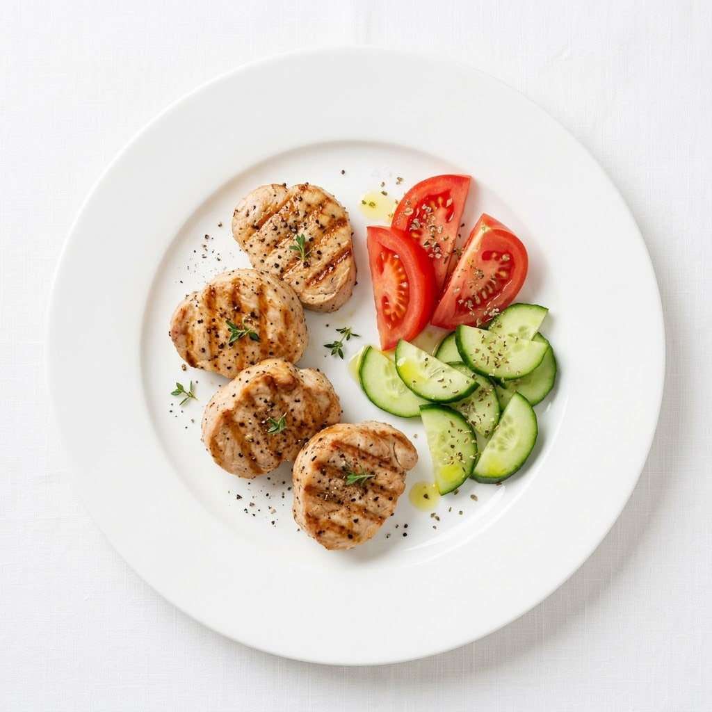 Пилешки карета с гарнитура домати и краставици, 350 гр.
