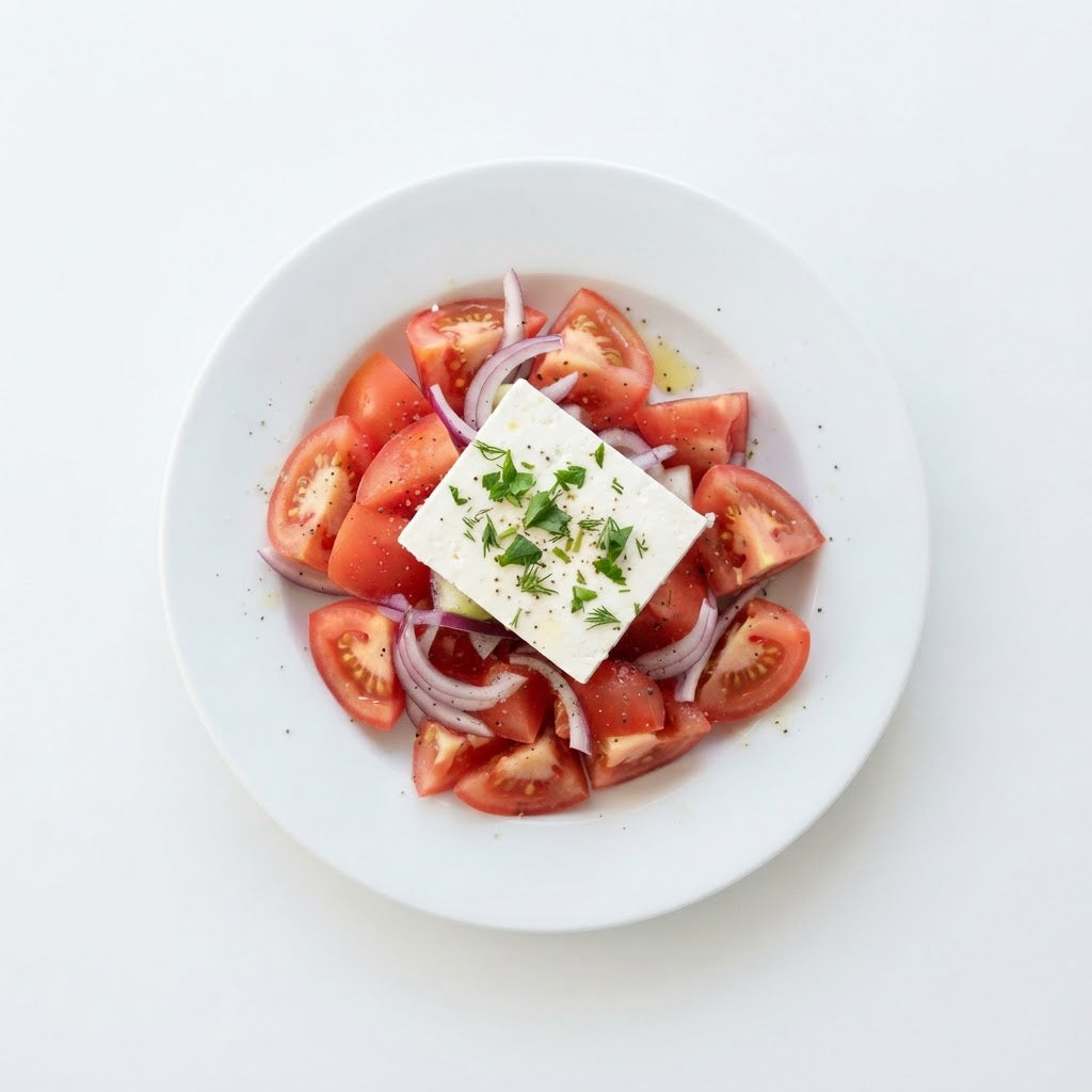 Салата домати с плочка сирене, 250 гр.